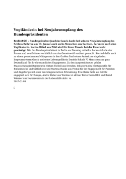 Vogtl&auml;nderin bei Neujahrsempfang des Bundespr&auml;sidenten