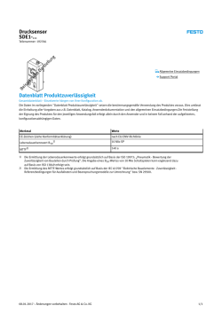 Datenblatt Produktzuverlässigkeit