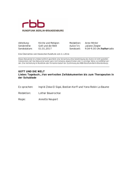 GOTT UND DIE WELT Liebes Tagebuch&hellip;