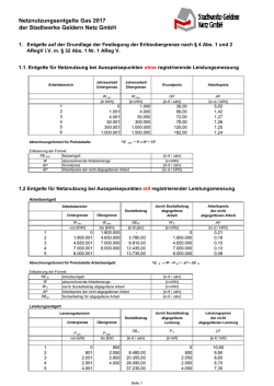 Preisblatt Netzentgelte - Stadtwerke Geldern Netz