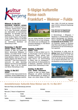5-tägige kulturelle Reise nach Frankfurt – Weimar – Fulda