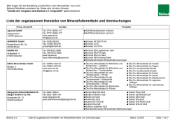 Liste der zugelassenen Hersteller von Mineralfuttermitteln