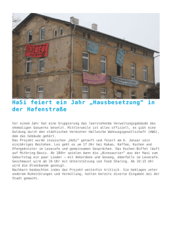 HaSi feiert ein Jahr &bdquo;Hausbesetzung&ldquo; in der