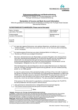 Formblatt Einkommenserklärung und Bankverbindung