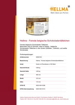 Hellma - Feinste belgische Schokoladent&auml;felchen