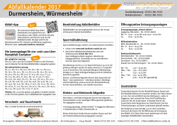 Abfallkalender 2017 2017 Durmersheim, Würmersheim