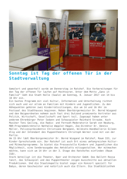 Sonntag ist Tag der offenen Tür in der Stadtverwaltung