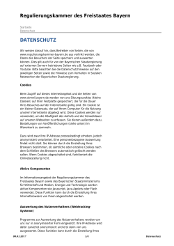 Datenschutz: Regulierungskammer des Freistaates Bayern