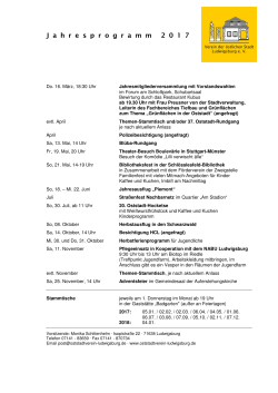 Jahresprogramm 2017 - Oststadtverein Ludwigsburg