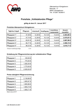 Preisliste "Vollstationäre Pflege"