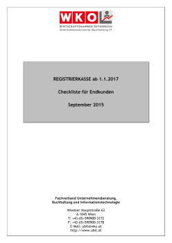 REGISTRIERKASSE ab 1.1.2017 Checkliste für