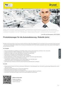 Produktmanager für die Automatisierung / Robotik Job in
