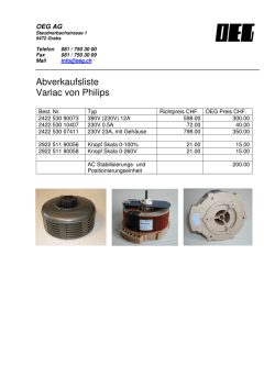 Abverkaufsliste Variac von Philips