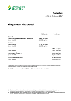 Preise Klingenstrom Plus Sparzeit