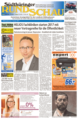HELIOS Fachkliniken starten 2017 mit neuer Vortragsreihe f&uuml;r die