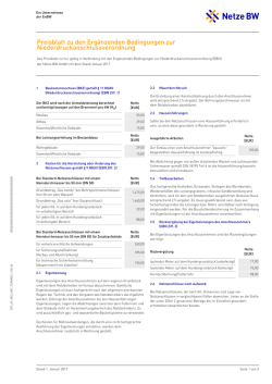 Preisblatt zu den Ergänzenden Bedingungen zur
