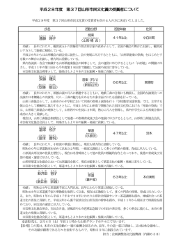 平成28年度 第37回山形市民文化賞の受賞者について