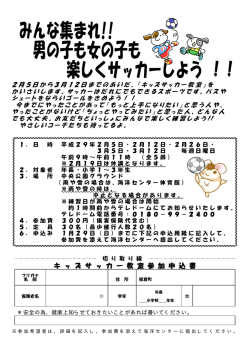 キ ッ ズ サ ッ カ ー 教 室 参 加 申 込 書