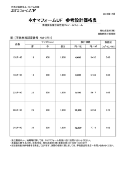 ネオマフォームUF 参考設計価格表