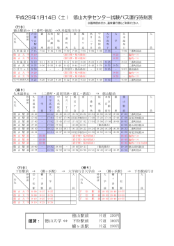 平成29年1月14日（土 ) 徳山大学センター試験バス運行時刻表