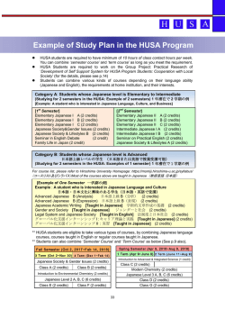 Example of Study Plan in the HUSA Program