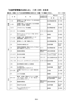 「生涯学習情報のお知らせ」（1月～3月）の目次