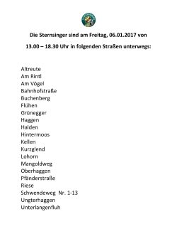 Die Sternsinger sind am Freitag, 06.01.2017 von