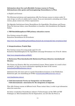 Information about free and affordable German courses in Vienna