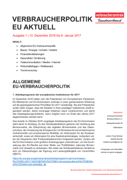 Newsletter Verbraucherpolitik EU aktuell 1/2017