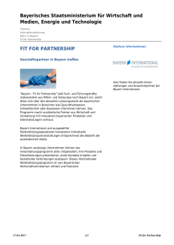 Fit for Partnership - Bayerisches Staatsministerium für Wirtschaft und