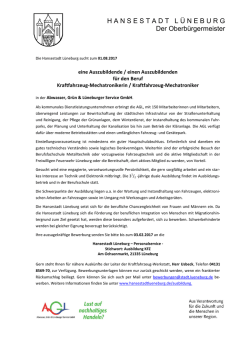 Hansestadt L&uuml;neburg sucht eine Auszubildende/einen