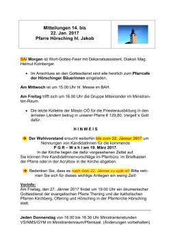 Mitteilungen 14. bis 22. Jan. 2017 Pfarre Hörsching hl. Jakob