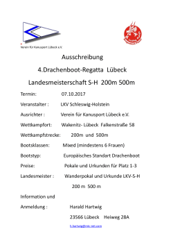 Ausschreibung 4.Drachenboot Regatta Lübeck