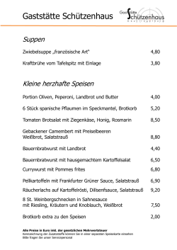 Speisekarte - Gastst&auml;tte Sch&uuml;tzenhaus