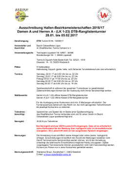 Ausschreibung Hallen-Bezirksmeisterschaften 2017 Damen