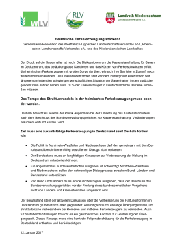 Heimische Ferkelerzeugung st&auml;rken!