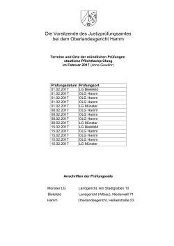 Mündliche Prüfungen staatliche Pflichtfachprüfung im Februar 2017