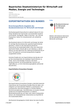 Exportinitiativen des Bundes - Bayerisches Staatsministerium für