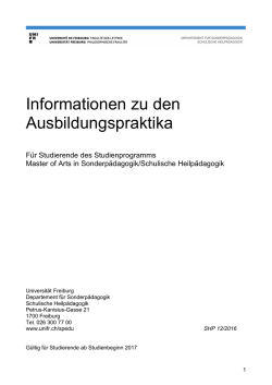 Informationen zu den Ausbildungspraktika SHP