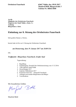 Einladung zur 8. Sitzung des Ortsbeirates Fauerbach