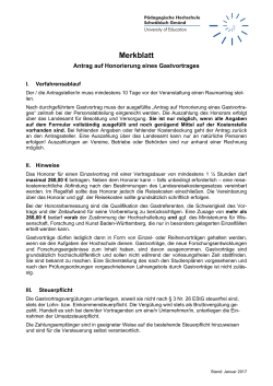 Merkblatt und Abrechnung eines Gastvortrages