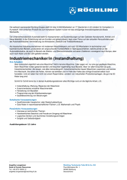 Industriemechaniker/in (Instandhaltung)