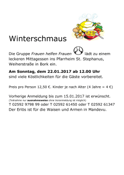 Winterschmaus - Pfarrgemeinde St. Ludger Selm