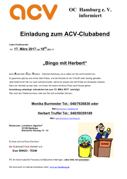 Einladung zum ACV-Clubabend - ACV