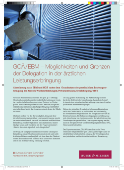 GO&Auml;/EBM &ndash; M&ouml;glichkeiten und Grenzen der
