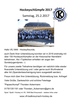 Hockeyschlümpfe 2017 - VfL 1848 Bad Kreuznach Hockeyabteilung