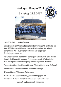 Hockeyschl&uuml;mpfe 2017 - VfL 1848 Bad Kreuznach Hockeyabteilung
