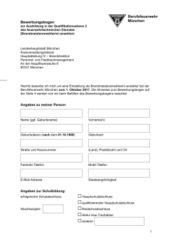 Bewerbungsbogen für die Berufsfeuerwehr München