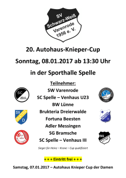 20. Autohaus-Knieper-Cup Sonntag, 08.01.2017 ab 13