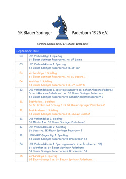 Termine Saison 2015/2016 - SK Blauer Springer Paderborn 1926 eV
